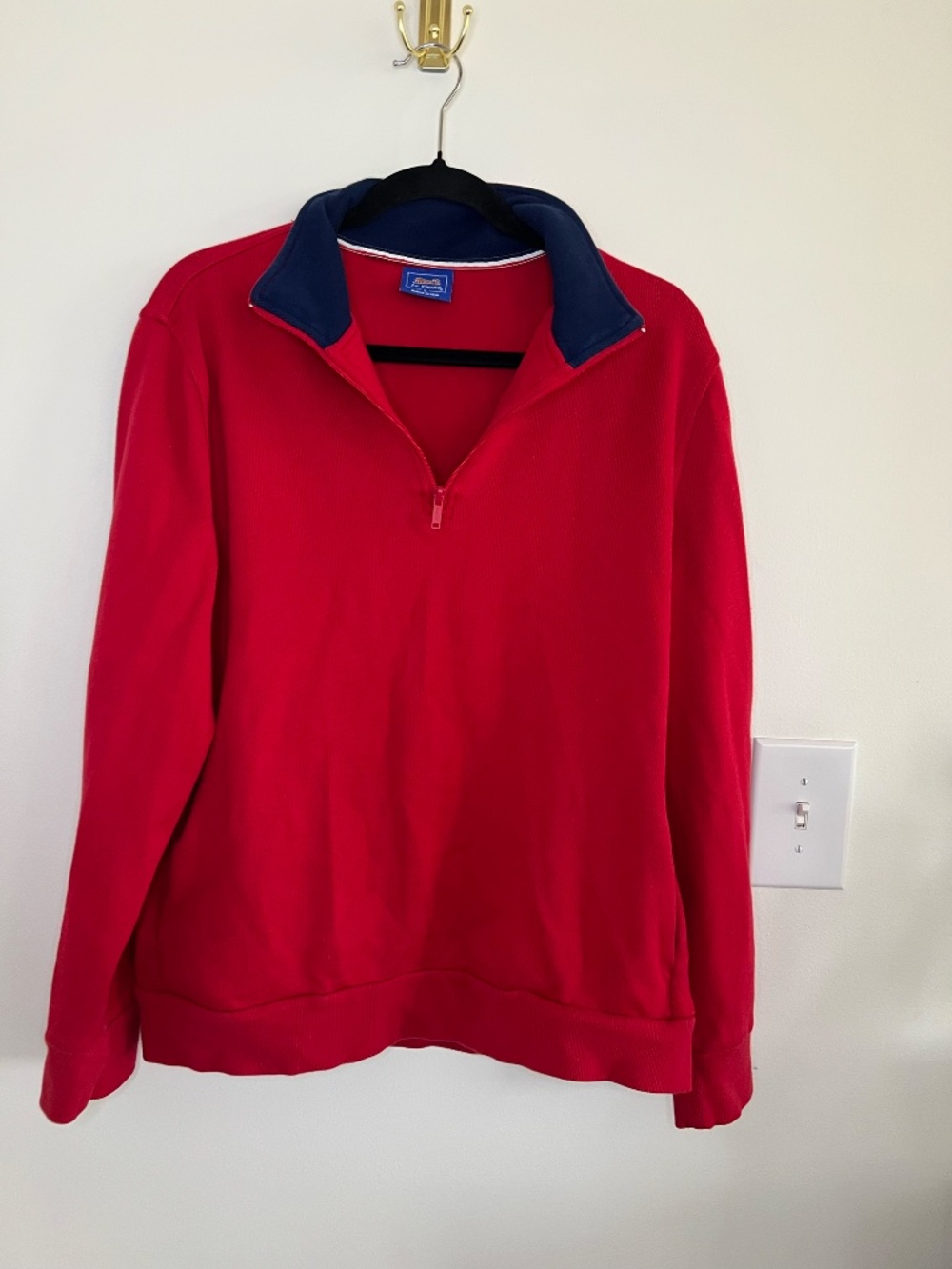Le Tigre Red Quarter Zip Pullover L | Vintage Preppy Sport Athletic Sweatshirt